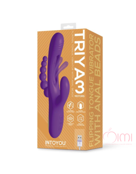 TRIYA 3 MOTORS - FLIPPING TONGUE VIBRATOR WITH ANAL BEADS