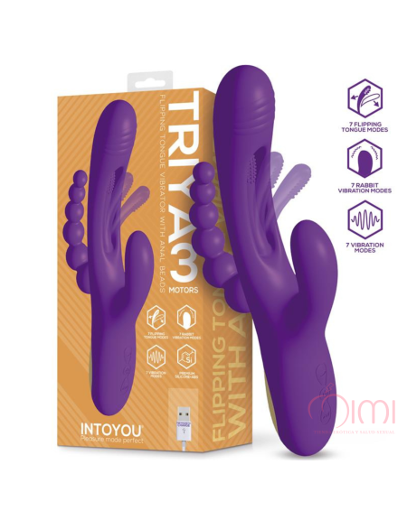 TRIYA 3 MOTORS - FLIPPING TONGUE VIBRATOR WITH ANAL BEADS