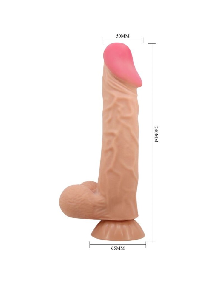 DILDO REALÍSTICO CON VENTOSA PIEL DESLIZANTE NATURAL 24 CM - PRETTY LOVE - SLIDING SKIN SERIES