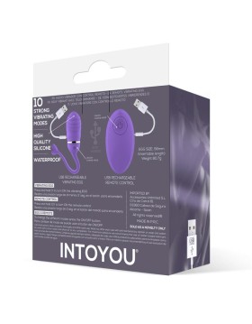 HUEVO VIBRADOR CONTROL REMOTO ODISE USB SILICONA PÚRPURA - INTOYOU