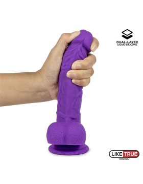 DILDO REALISTA SILICONA LÍQUIDA DUAL LAYER 20CM PÚRPURA - LIKETRUE