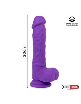 DILDO REALISTA SILICONA LÍQUIDA DUAL LAYER 20CM PÚRPURA - LIKETRUE