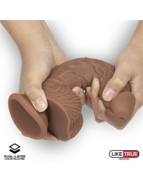 DILDO REALISTA SILICONA LÍQUIDA DUAL LAYER 21 CM BRONCEADO - LIKETRUE