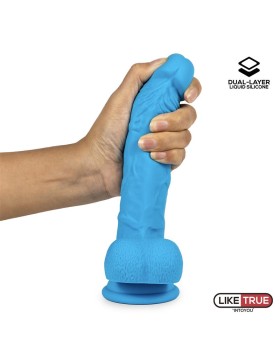 DILDO REALISTA SILICONA LÍQUIDA DUAL LAYER 20 CM AZUL de LIKETRUE