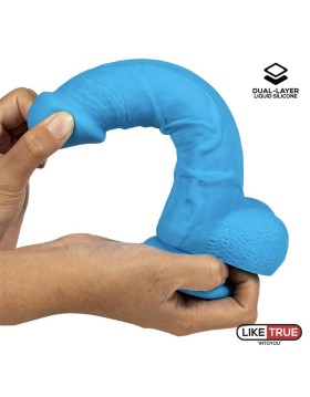 DILDO REALISTA SILICONA LÍQUIDA DUAL LAYER 20 CM AZUL de LIKETRUE