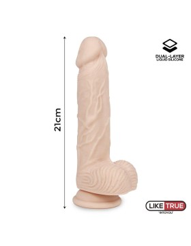 DILDO REALISTA SILICONA LÍQUIDA DUAL LAYER 21 CM BLANCO - LIKETRUE