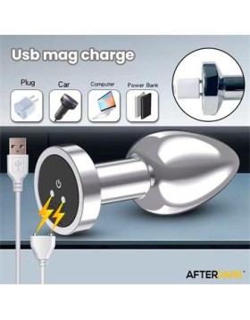 Plug Anal Cromado con Vibración USB Magnético Talla L