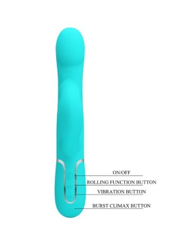 VIBRADOR RABBIT PERLAS VERDE AGUA