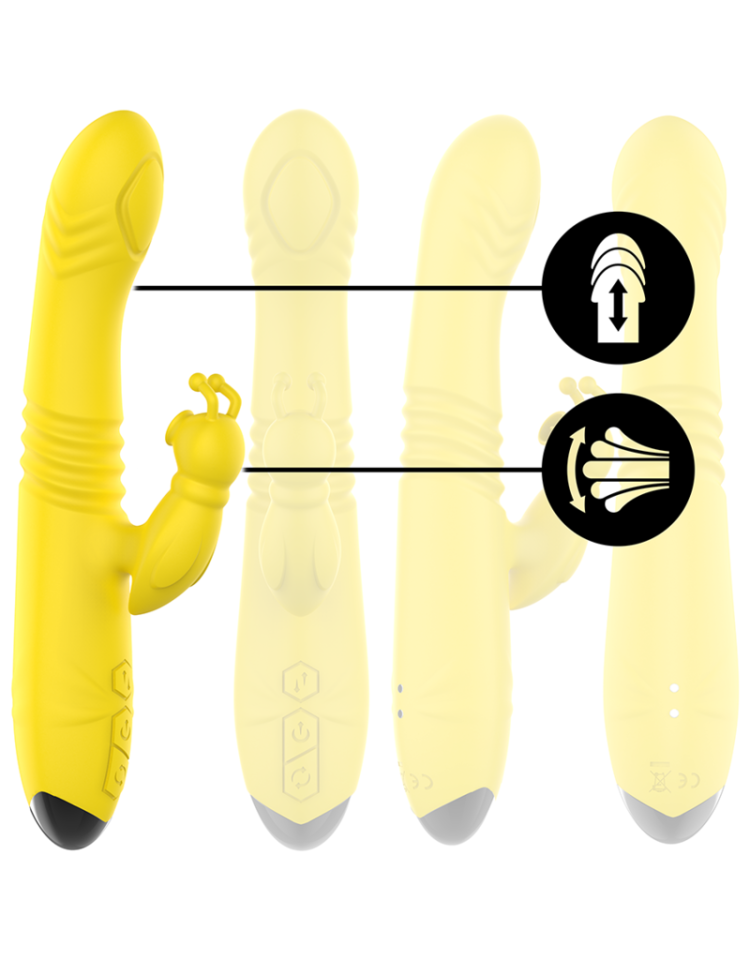 VIBRADOR MULTIFUNCIÓN RECARGABLE UP & DOWN CON ESTIMULADOR DE CLITORIS AMARILLO