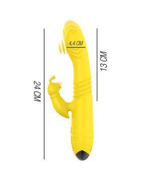 TOKY VIBRADOR MULTIFUNCIÓN RECARGABLE UP & DOWN CON ESTIMULADOR DE CLITORIS AMARILLO