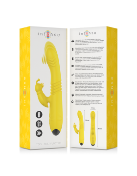 TOKY VIBRADOR MULTIFUNCIÓN RECARGABLE UP & DOWN CON ESTIMULADOR DE CLITORIS AMARILLO