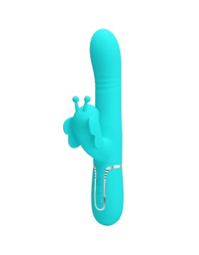 VIBRADOR RABBIT MULTIFUNCIÓN 4 EN 1 MARIPOSA VERDE AGUA