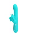 VIBRADOR RABBIT MULTIFUNCIÓN 4 EN 1 MARIPOSA VERDE AGUA