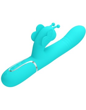 VIBRADOR RABBIT MULTIFUNCIÓN 4 EN 1 MARIPOSA VERDE AGUA