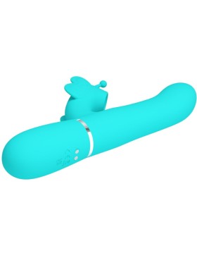 VIBRADOR RABBIT MULTIFUNCIÓN 4 EN 1 MARIPOSA VERDE AGUA