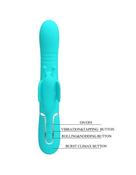 VIBRADOR RABBIT MULTIFUNCIÓN 4 EN 1 MARIPOSA VERDE AGUA