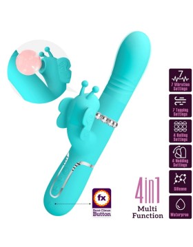 VIBRADOR RABBIT MULTIFUNCIÓN 4 EN 1 MARIPOSA VERDE AGUA