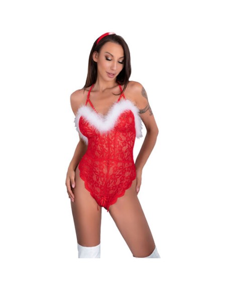 SANTAS LACE LADY BODY CROTCHLESS NAVIDEÑO S/M - LIVCO CORSETTI FASHION