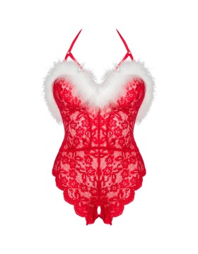 SANTAS LACE LADY BODY CROTCHLESS NAVIDEÑO S/M - LIVCO CORSETTI FASHION