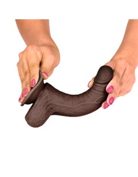 Slidy Black Dildo Realista Dual Layer Retráctil y Orientable 7" - LIKETRUE