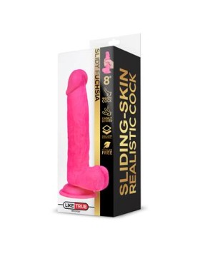 Slidy Fuchsia Dildo Realista Dual Layer Retráctil y Orientable 8" - LIKETRUE