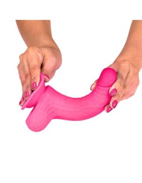 Slidy Fuchsia Dildo Realista Dual Layer Retráctil y Orientable 7" - LIKETRUE