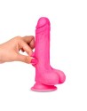 Slidy Fuchsia Dildo Realista Dual Layer Retráctil y Orientable 7" - LIKETRUE