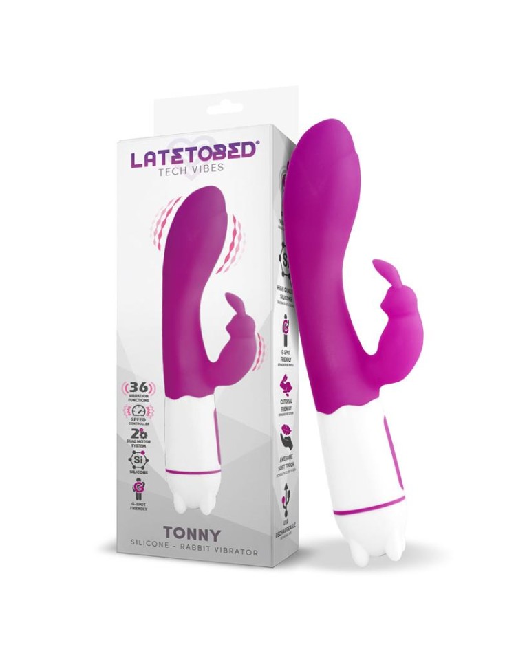 LATETOBED TONNY VIBRADOR USB PUNTO G 36 FUNCIONES SILICONA PÚRPURA