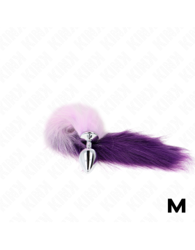 PLUG ANAL TALLA M 8 X 3.5 CM CON COLA SINTÉTICA 40 CM VIOLETA