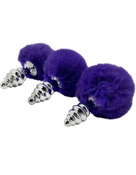 PLUG ESPIRAL METAL POMPON VIOLETA OSCURO TALLA M