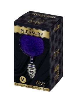 PLUG ESPIRAL METAL POMPON VIOLETA OSCURO TALLA M