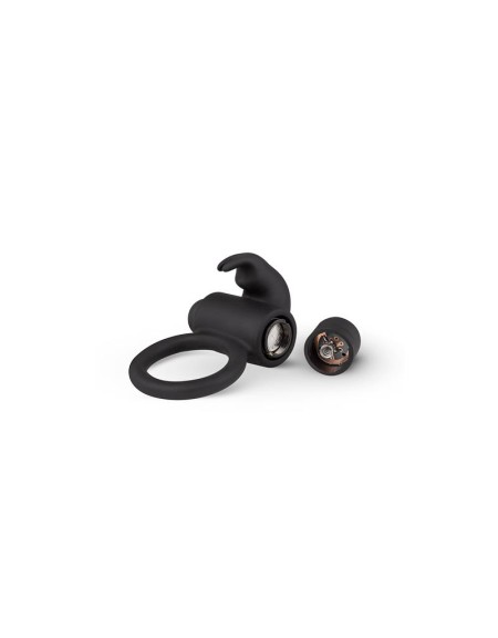 EASYTOYS ANILLO PARA PENE CON VIBRACIÓN CONEJITO SILICONA - NEGRO