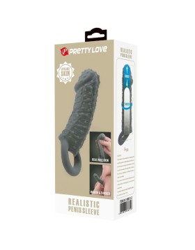 FUNDA REALÍSTICA ALARGADORA Y RETARDANTE PARA PENE MODELO 2 GRIS