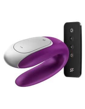 SATISFYER DOUBLE FUN VIBRADOR PARA PAREJAS CON APP Y CONTROL REMOTO VIOLETA