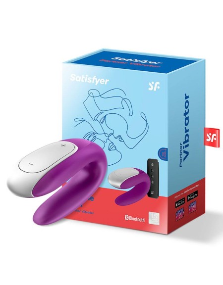 SATISFYER DOUBLE FUN VIBRADOR PARA PAREJAS CON APP Y CONTROL REMOTO VIOLETA