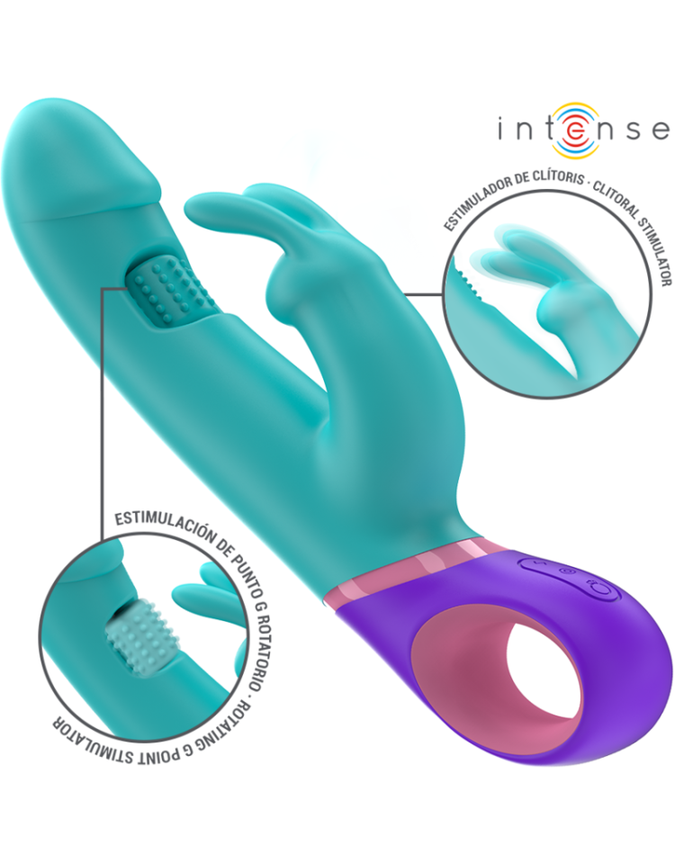 VIBRADOR RABBIT CON ESTIMULADOR ROTATORIO DEL PUNTO G AZUL