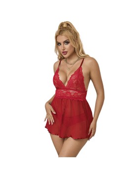 BABYDOLL APERTURA TRASERA + PANTIE ROJO S/M
