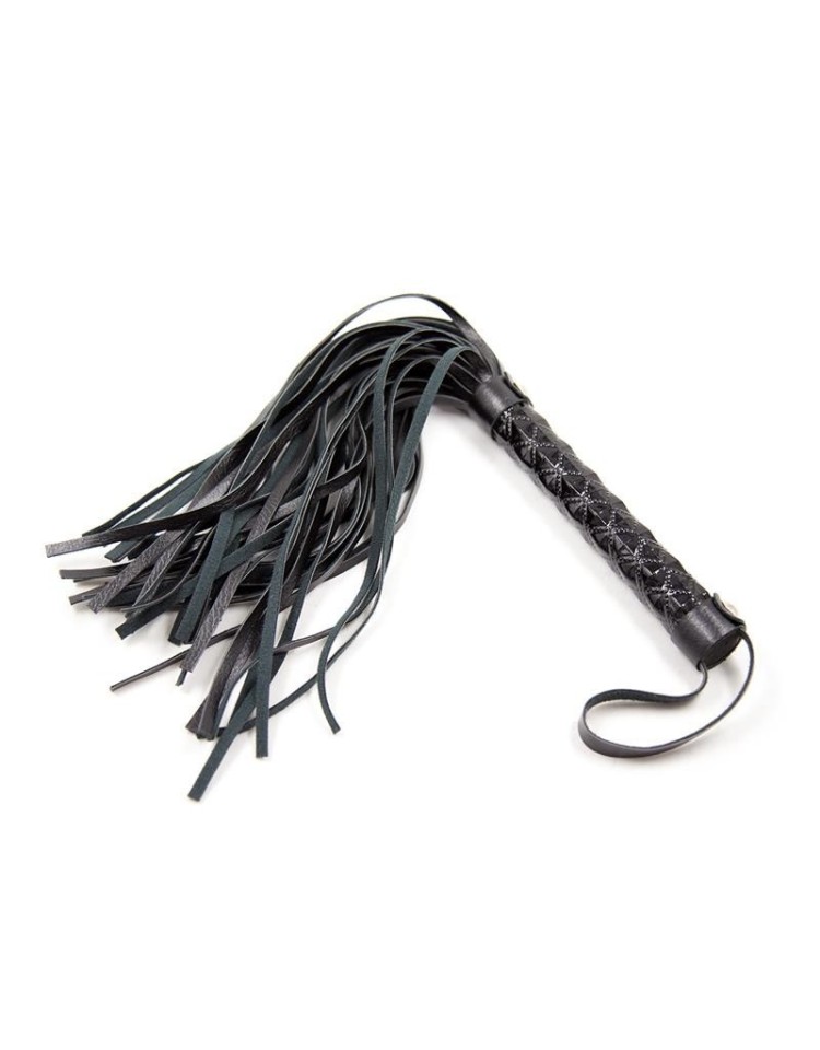 FLOGGER PATRÓN DE DIAMANTE Y MANGO DE METAL 39 CM NEGRO - LATETOBED BDSM LINE