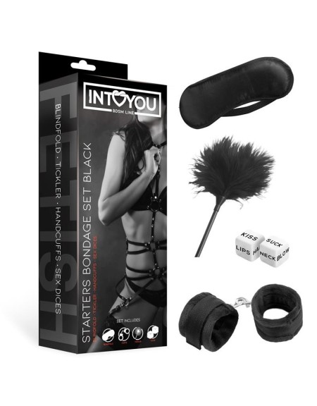 SET DE BONDAGE PARA PRINCIPIANTES STARTERS 4 PIEZAS NEGRO - INTOYOU BDSM LINE